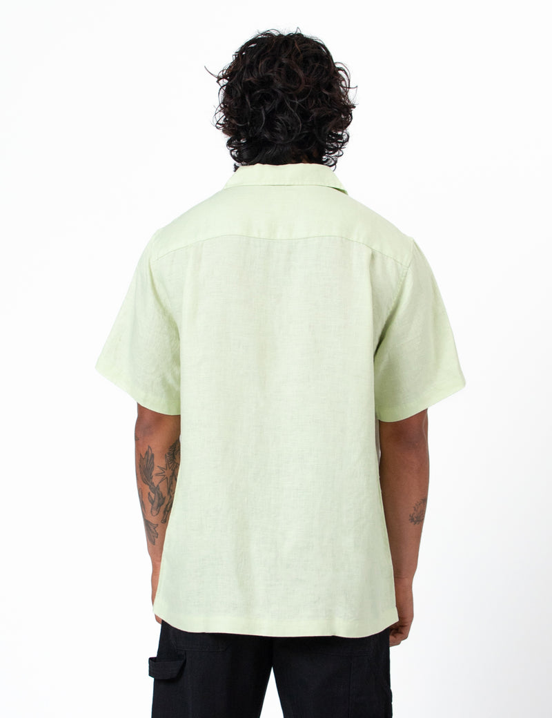 Cuban Short Sleeve Shirt - Fog Green Linen