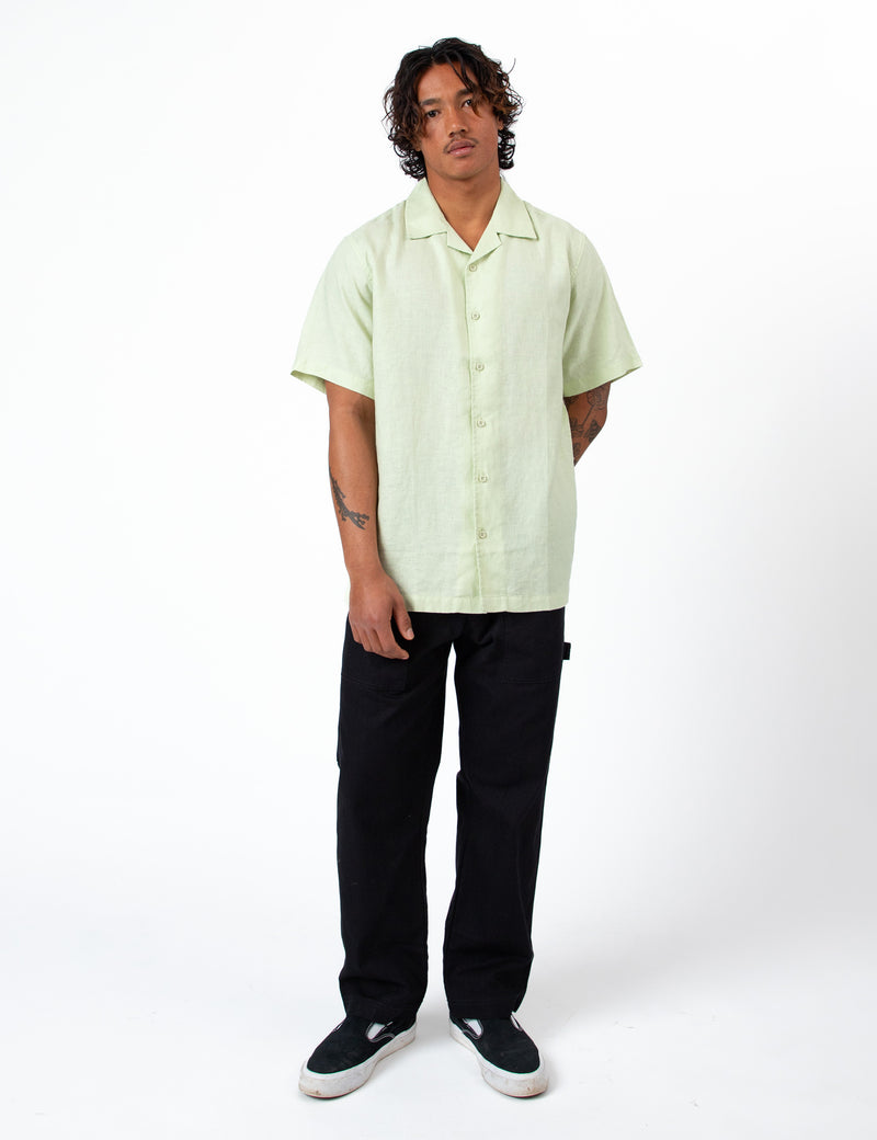 Cuban Short Sleeve Shirt - Fog Green Linen