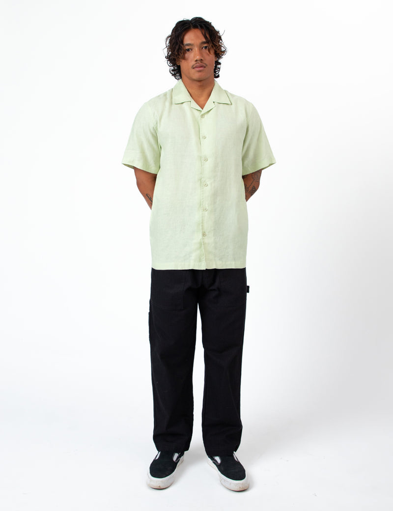 Cuban Short Sleeve Shirt - Fog Green Linen