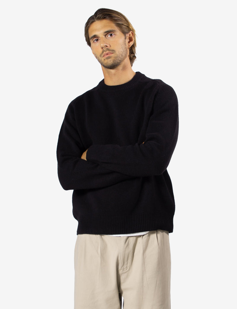 Fred Crew Wool Knit - Black