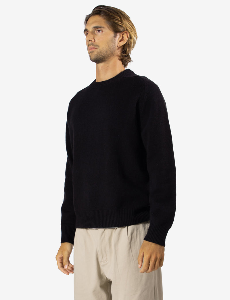 Fred Crew Wool Knit - Black