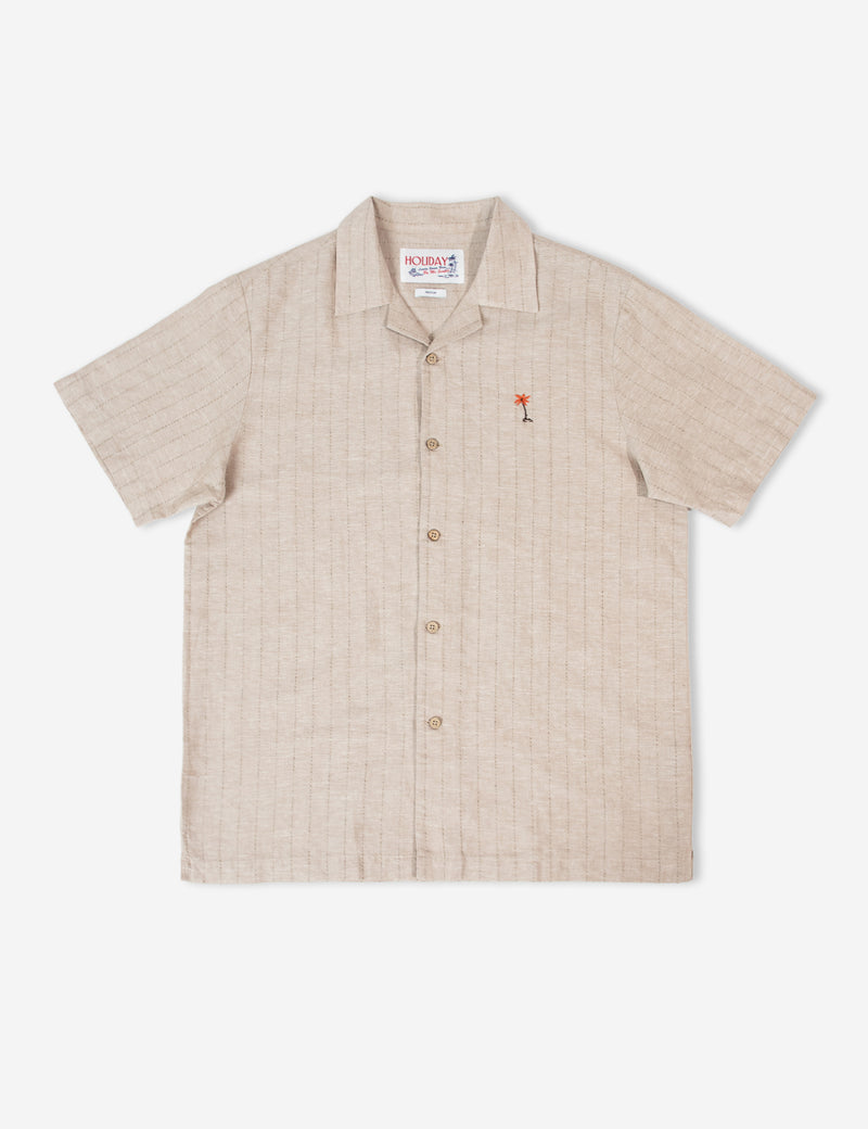 Cuban Short Sleeve Shirt - Aloha Sand Stripe Linen