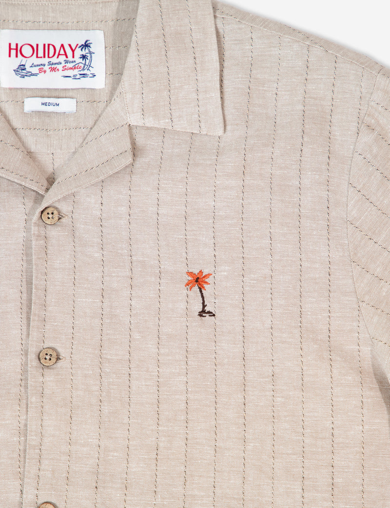 Cuban Short Sleeve Shirt - Aloha Sand Stripe Linen