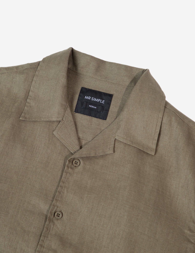 Cuban Short Sleeve Shirt - Fatigue Linen