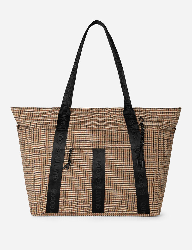 Jasper Tote Large - Brown Houndstooth