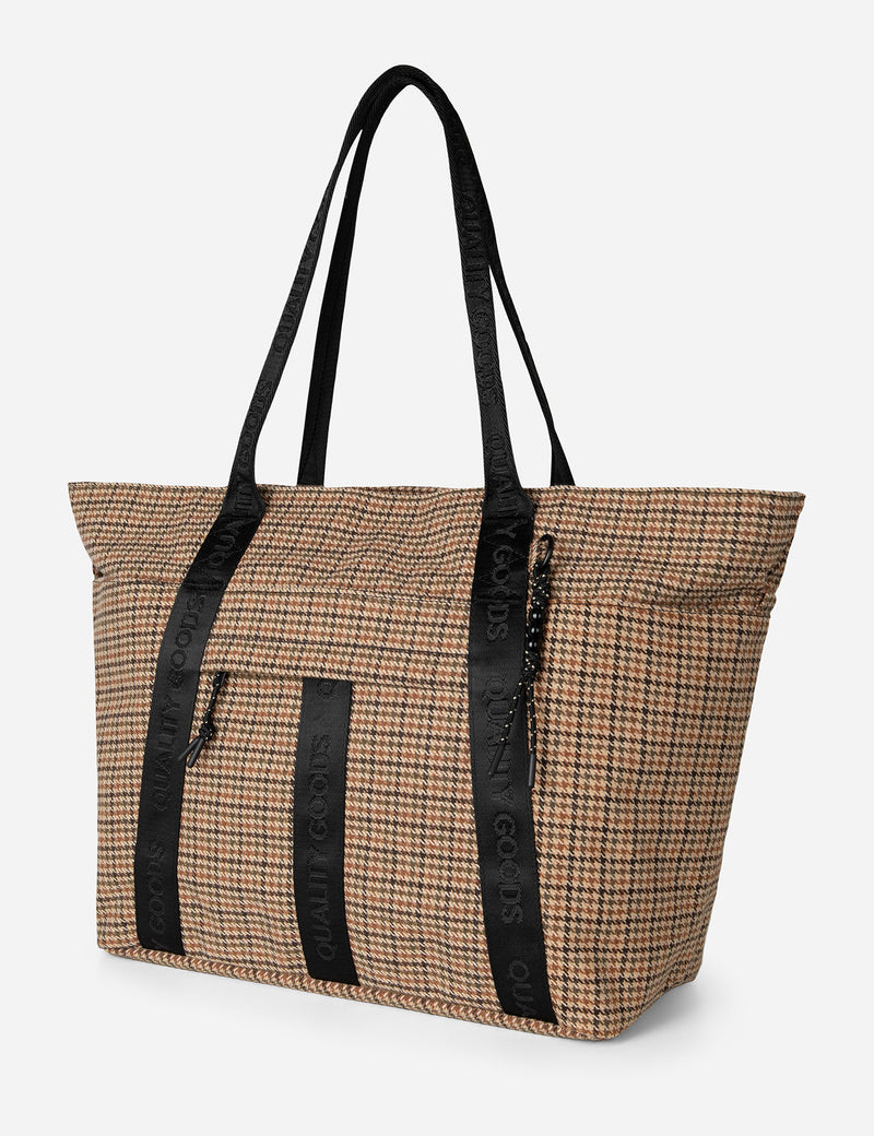 Jasper Tote Large - Brown Houndstooth