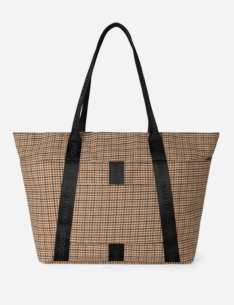 Jasper Tote Large - Brown Houndstooth