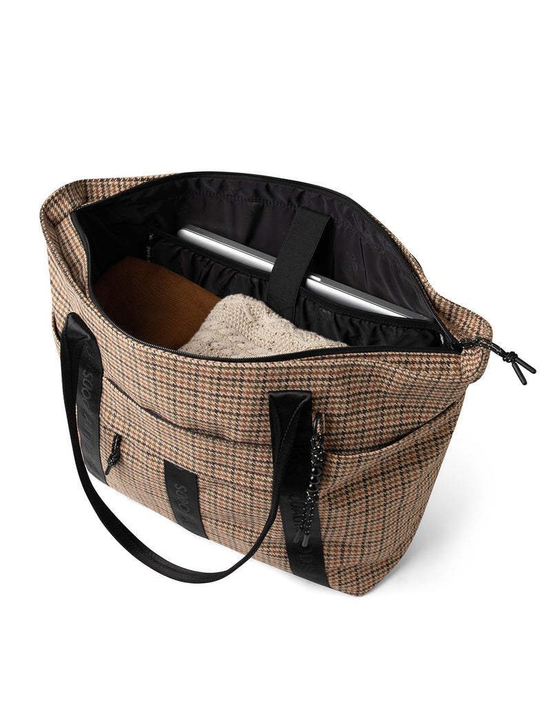 Jasper Tote Large - Brown Houndstooth