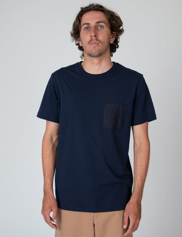 Reginald Organic Pocket Tee - Navy/Navy
