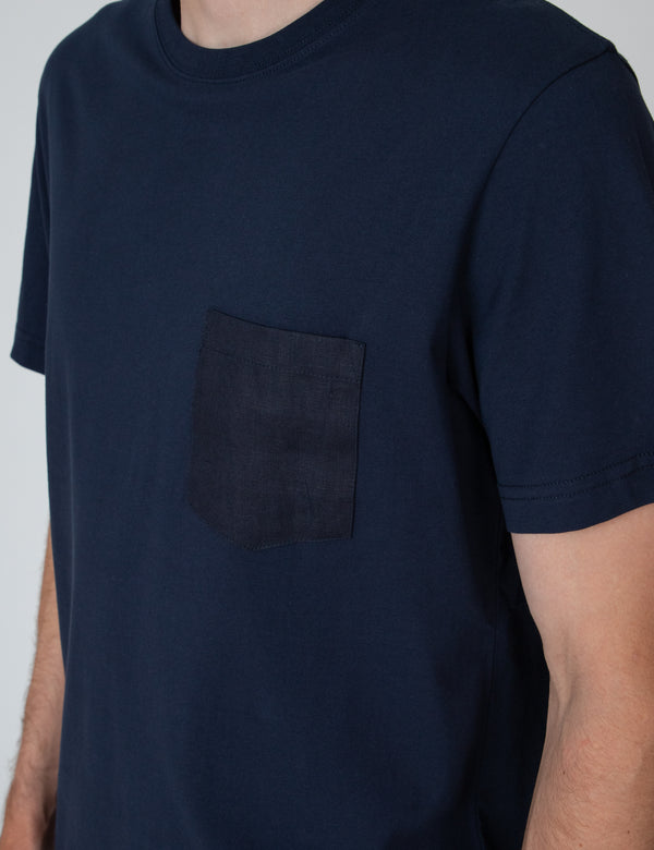 Reginald Organic Pocket Tee - Navy/Navy