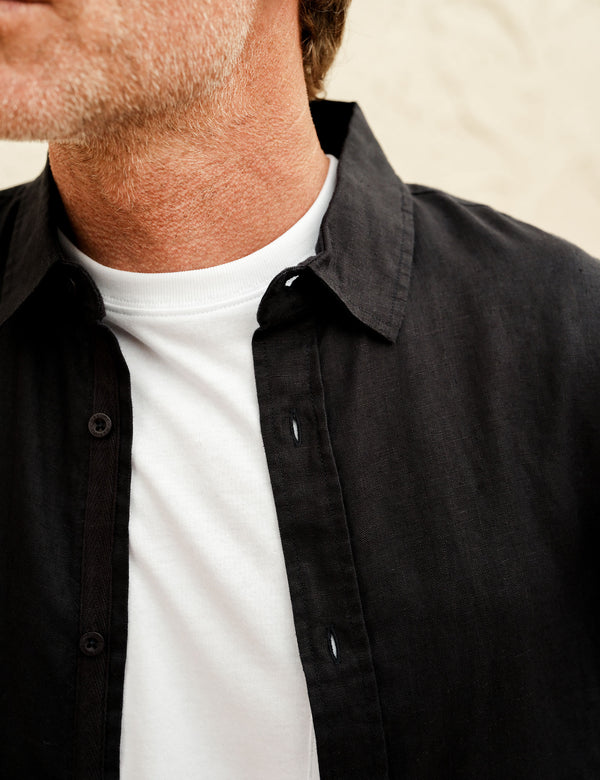Linen Long Sleeve Shirt - Black