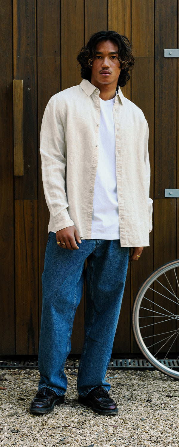 Linen Long Sleeve Shirt - Black