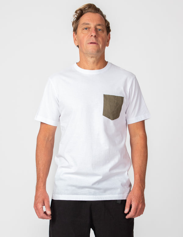 Reginald Organic Pocket Tee - White/Fatigue