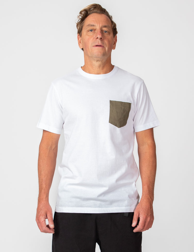 Reginald Organic Pocket Tee - White/Fatigue