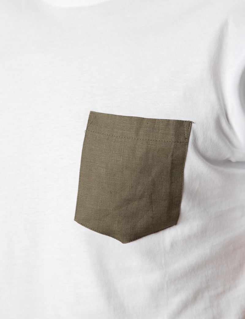 Reginald Organic Pocket Tee - White/Fatigue
