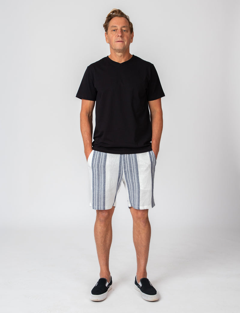 Tanner 3.0 Linen Shorts - Sun Lounge Navy White