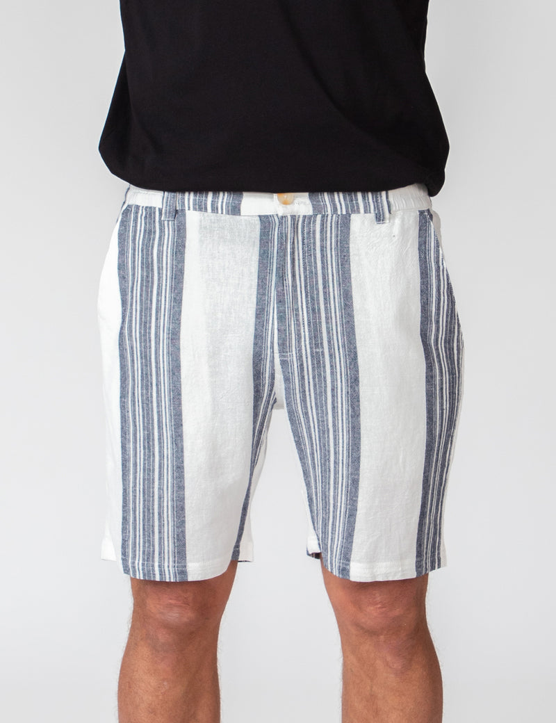 Tanner 3.0 Linen Shorts - Sun Lounge Navy White