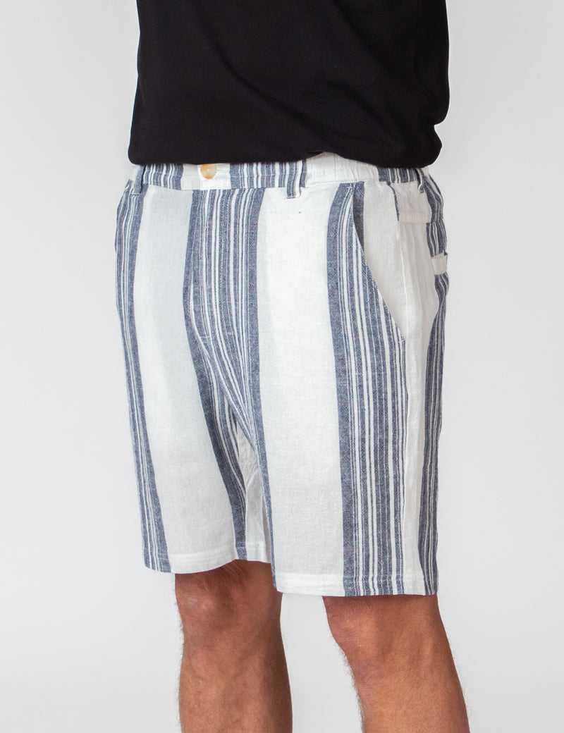 Tanner 3.0 Linen Shorts - Sun Lounge Navy White