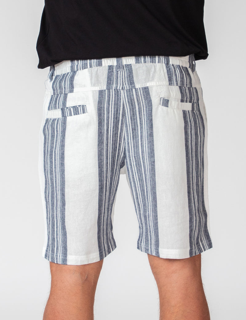 Tanner 3.0 Linen Shorts - Sun Lounge Navy White