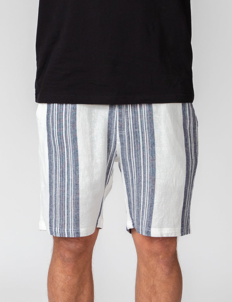Tanner 3.0 Linen Shorts - Sun Lounge Navy White