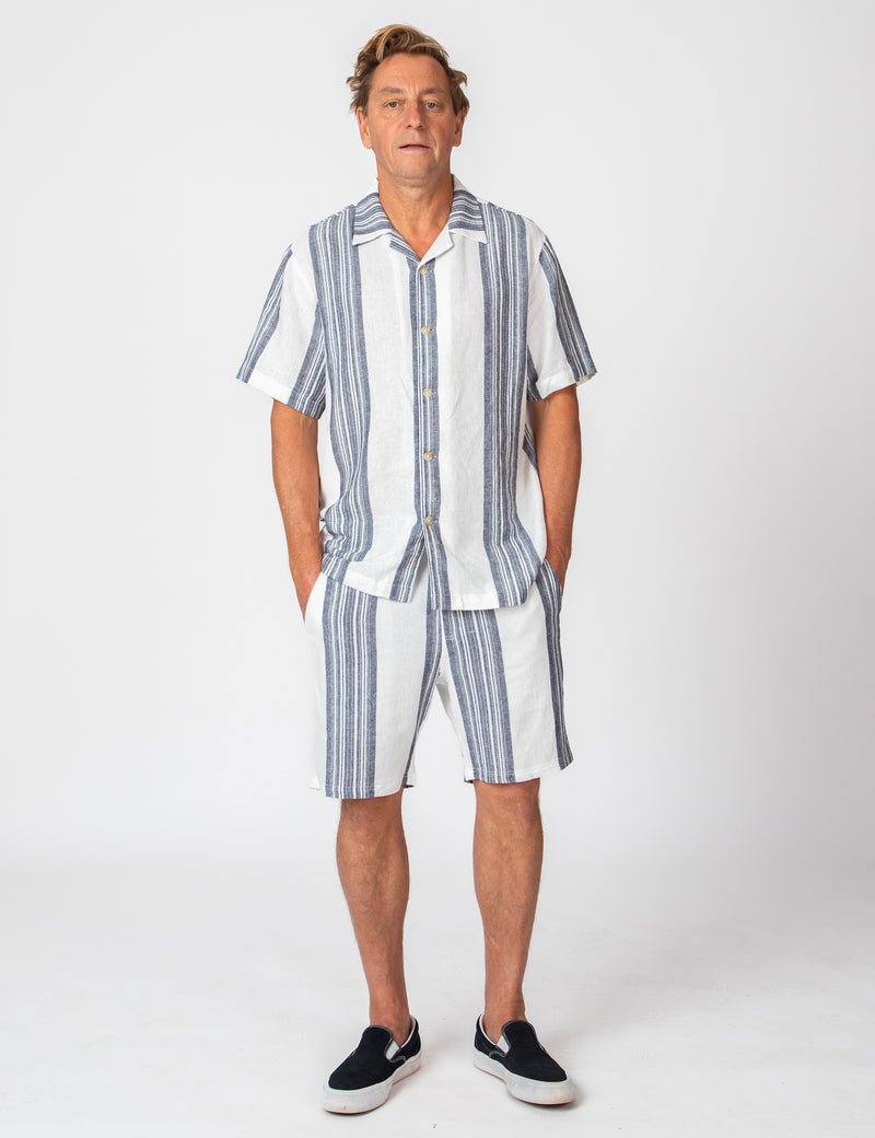 Tanner 3.0 Linen Shorts - Sun Lounge Navy White