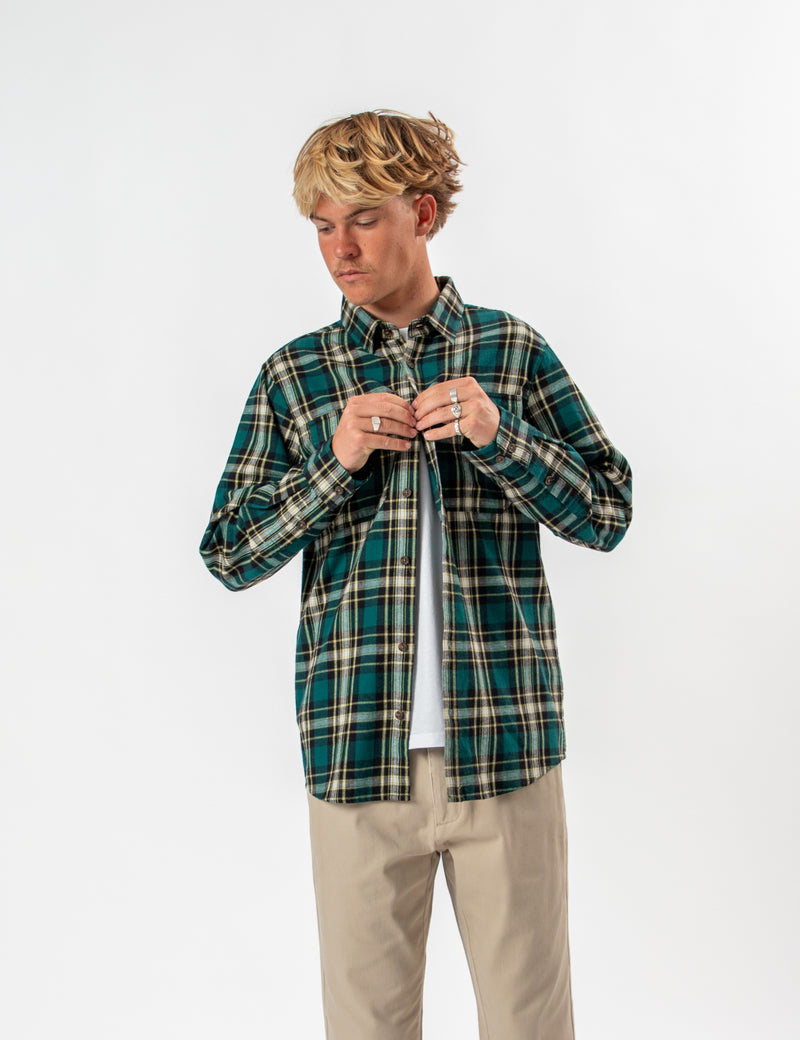 Flannel Long Sleeve Shirt - Petrol