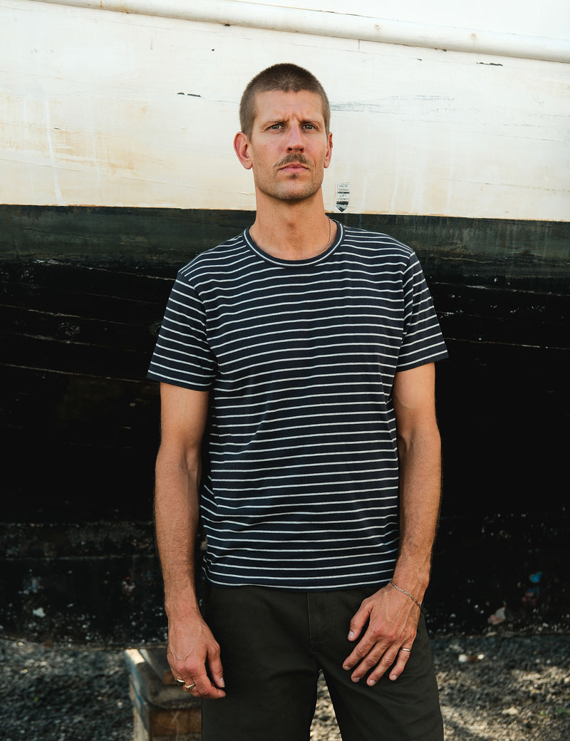 Breton Stripe Tee - Navy/Grey Marle