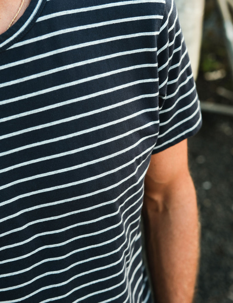 Breton Stripe Tee - Navy/Grey Marle