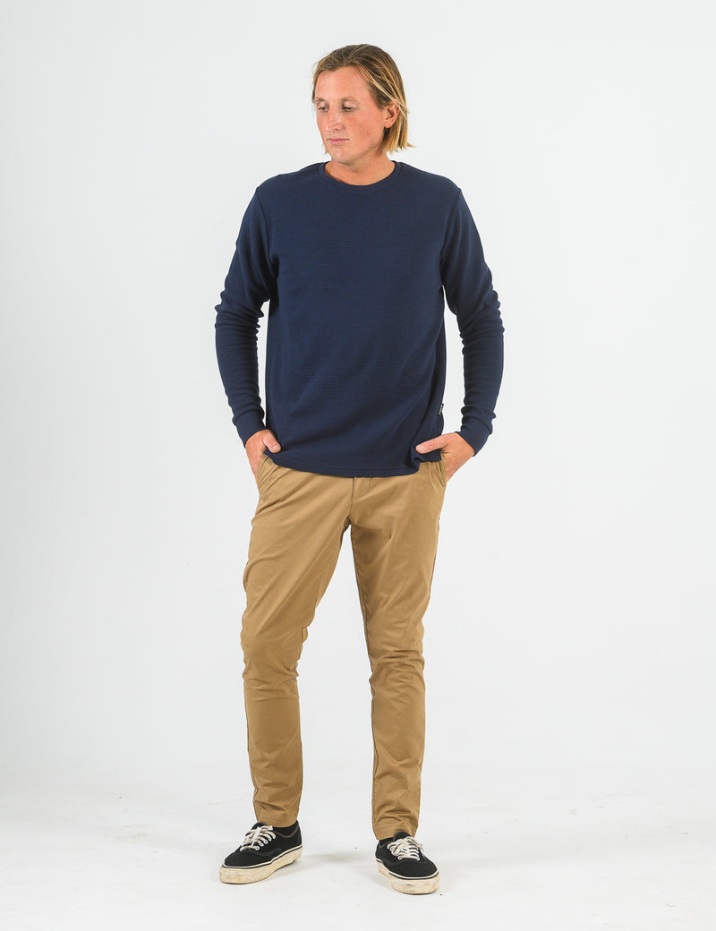 Smith Long Sleeve Waffle - Navy