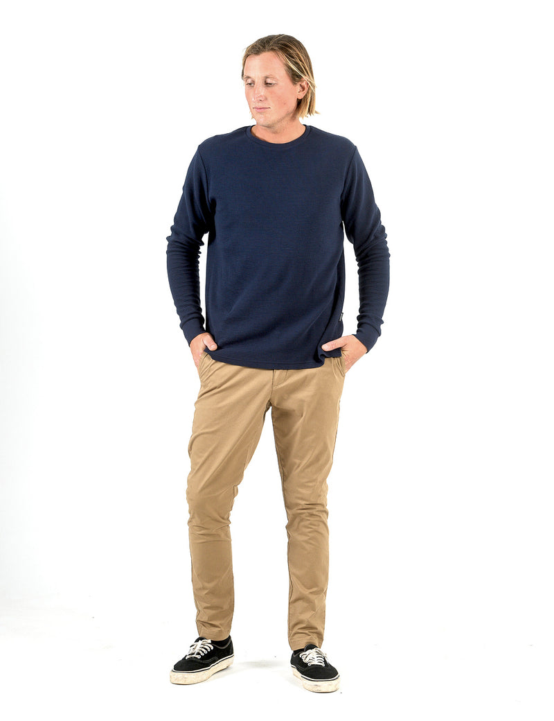 Smith Long Sleeve Waffle - Navy