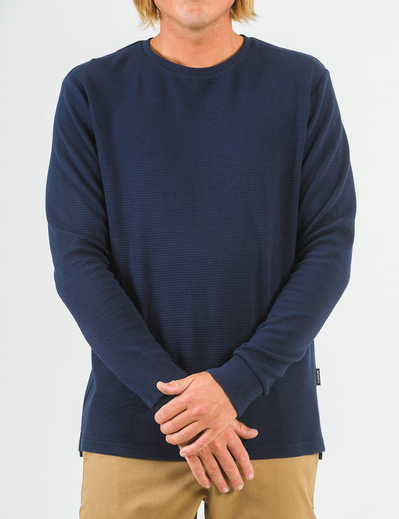 Smith Long Sleeve Waffle - Navy