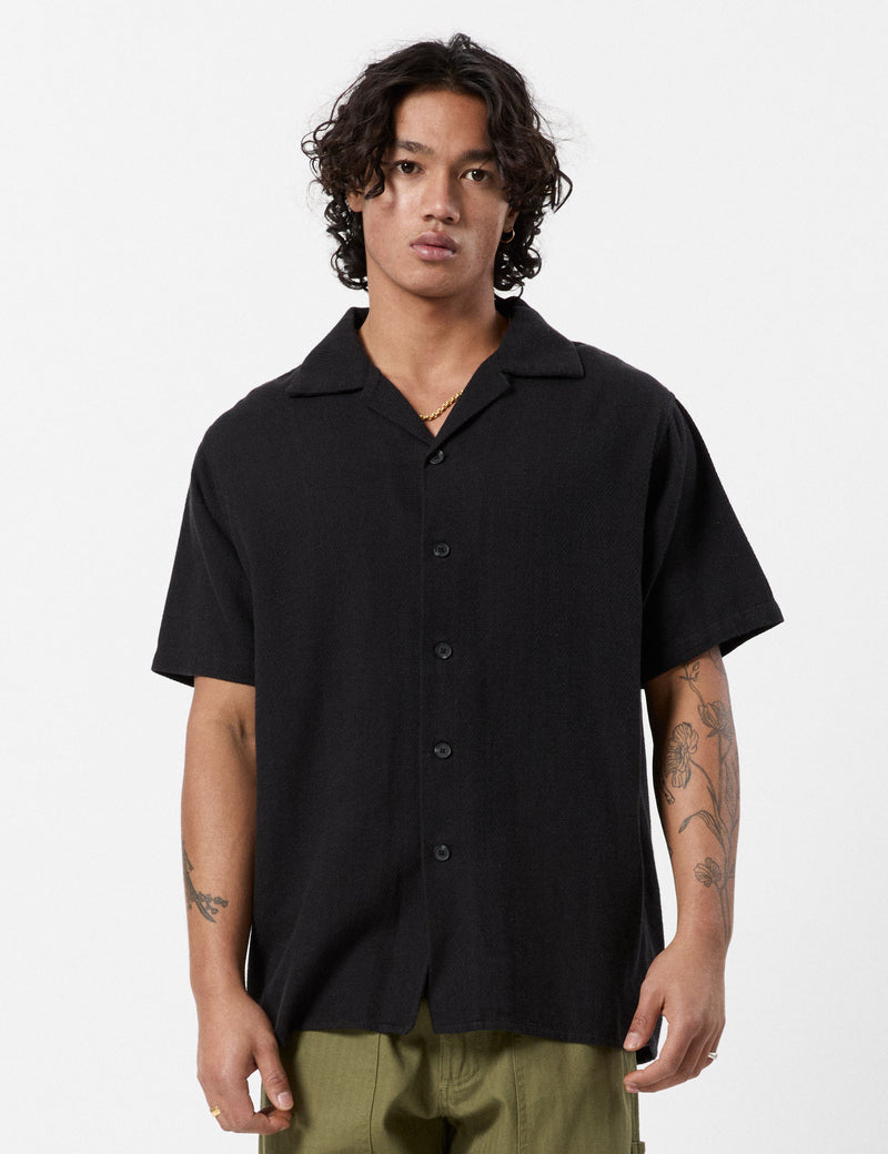 Waffle Short Sleeve Shirt - Black