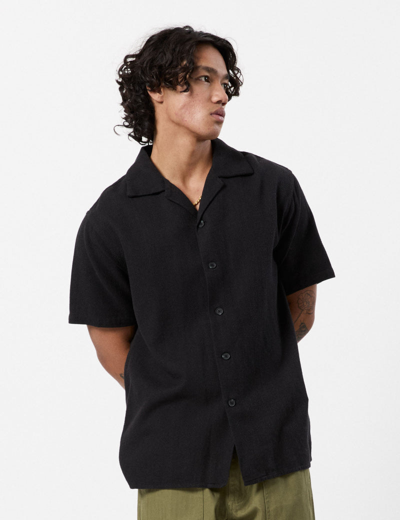 Waffle Short Sleeve Shirt - Black