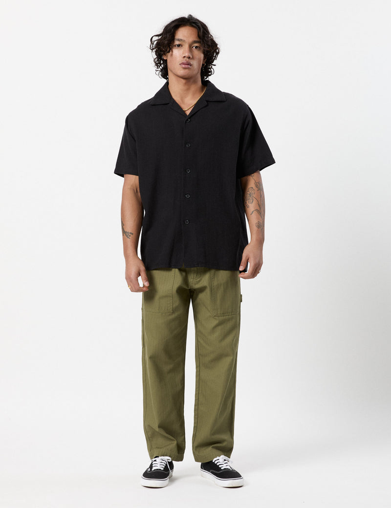 Waffle Short Sleeve Shirt - Black