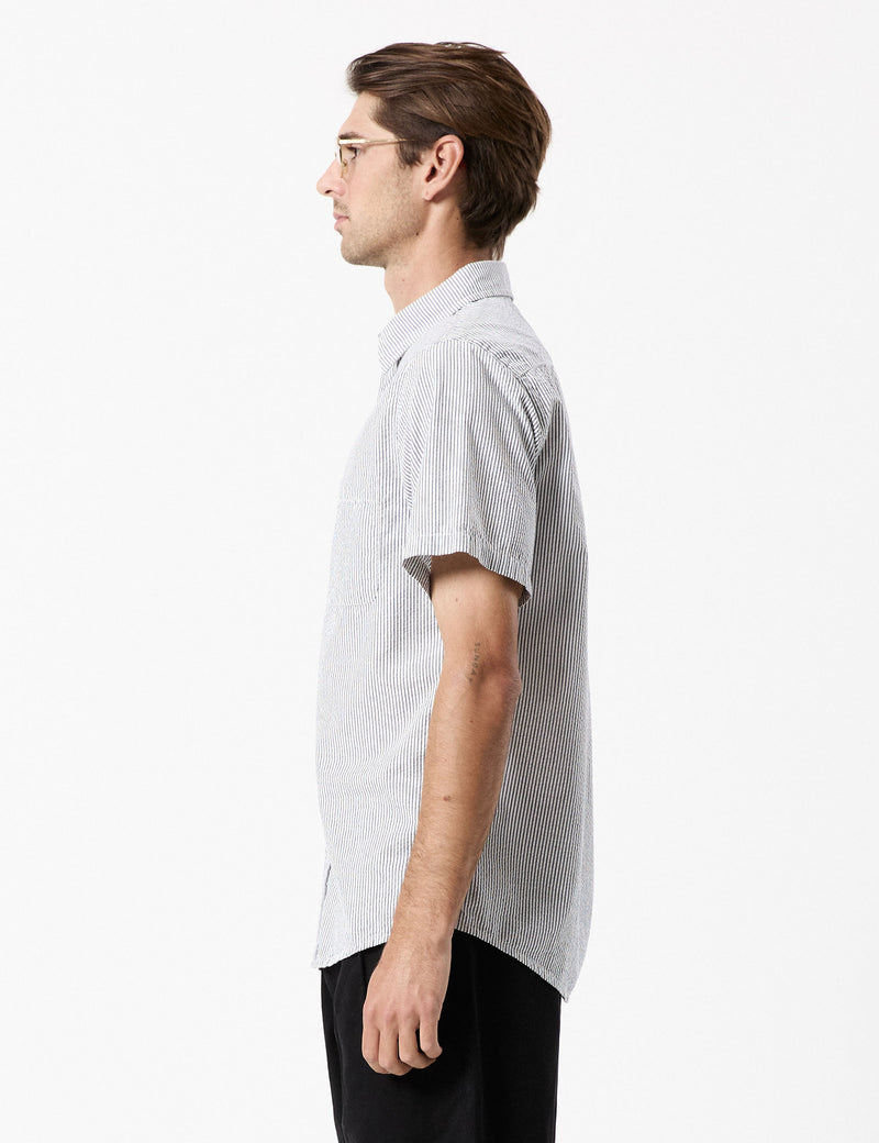 Seersucker Short Sleeve Shirt - Black/White