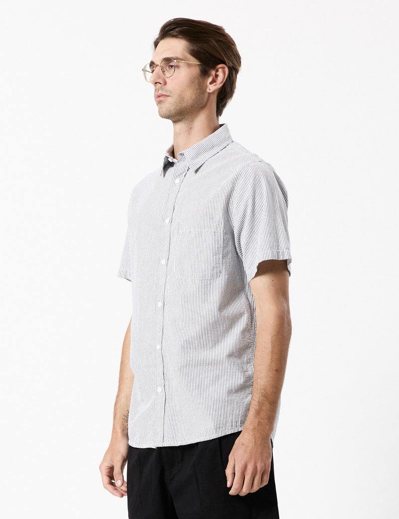 Seersucker Short Sleeve Shirt - Black/White