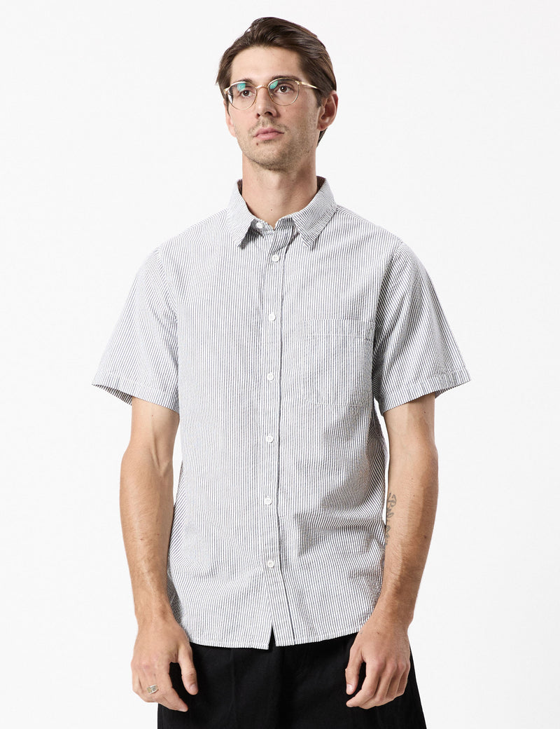 Seersucker Short Sleeve Shirt - Black/White