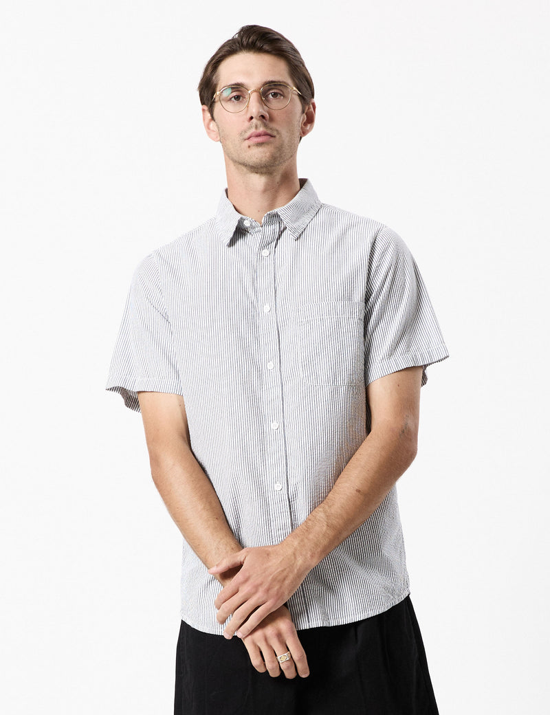 Seersucker Short Sleeve Shirt - Black/White