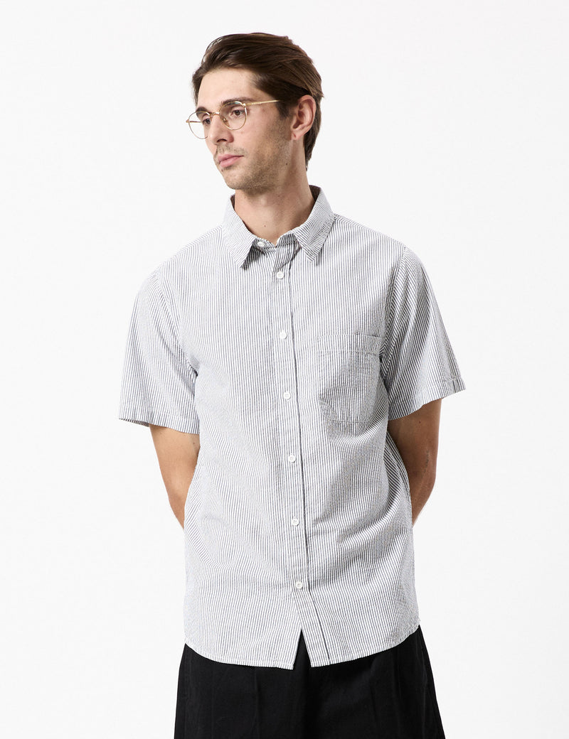 Seersucker Short Sleeve Shirt - Black/White