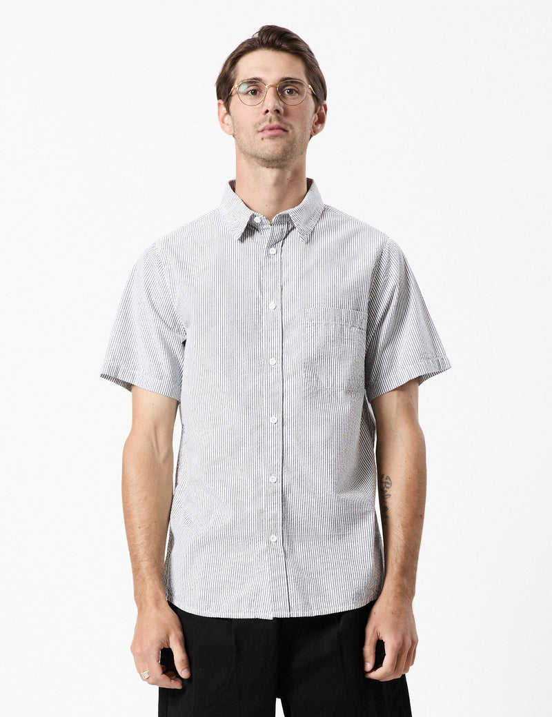 Seersucker Short Sleeve Shirt - Black/White