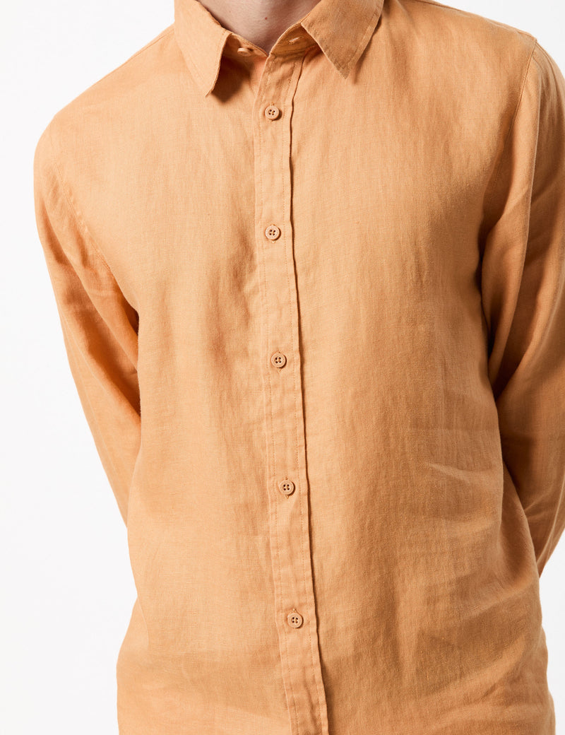 Linen Long Sleeve Shirt - Bronze