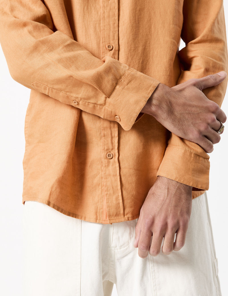 Linen Long Sleeve Shirt - Bronze