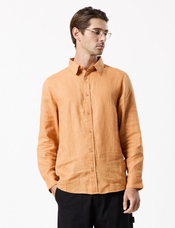 Linen Long Sleeve Shirt - Bronze