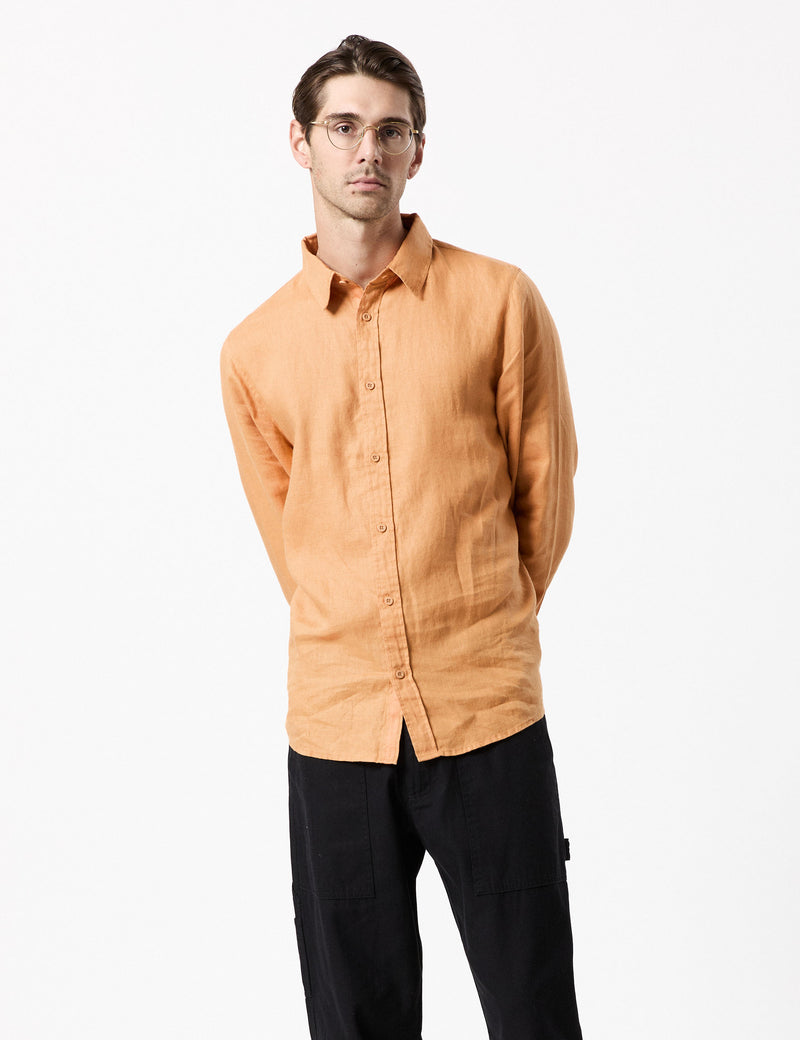 Linen Long Sleeve Shirt - Bronze