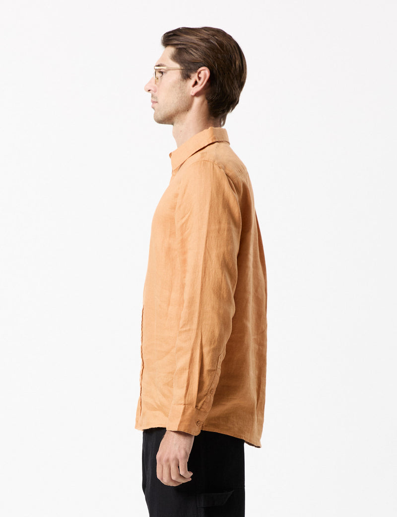 Linen Long Sleeve Shirt - Bronze