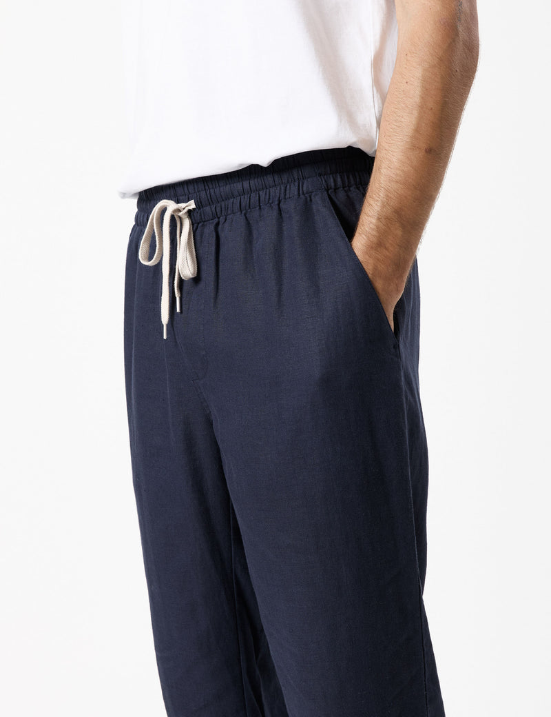 Burbank Linen Pant - Navy