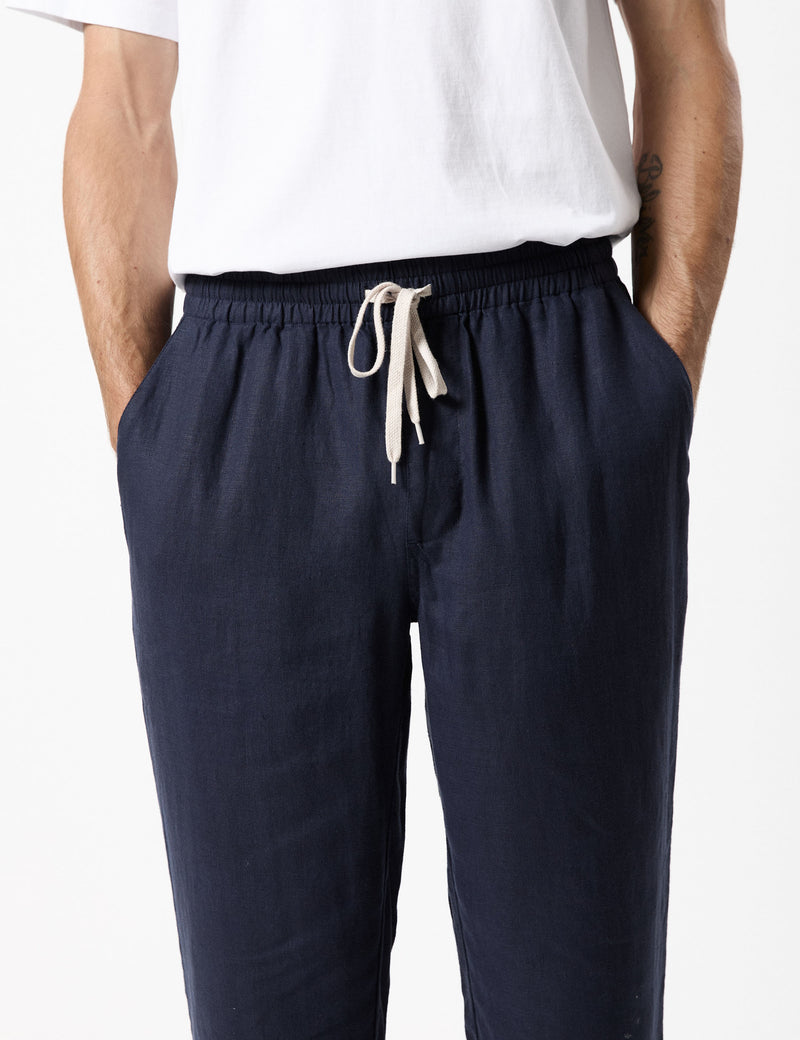 Burbank Linen Pant - Navy