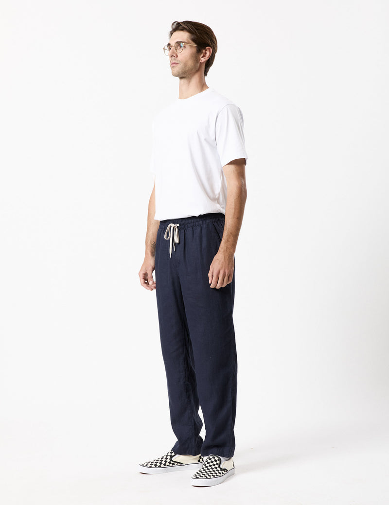 Burbank Linen Pant - Navy