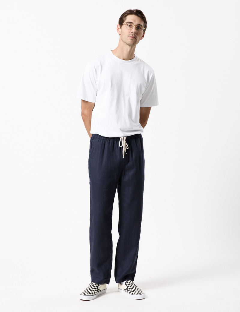 Burbank Linen Pant - Navy