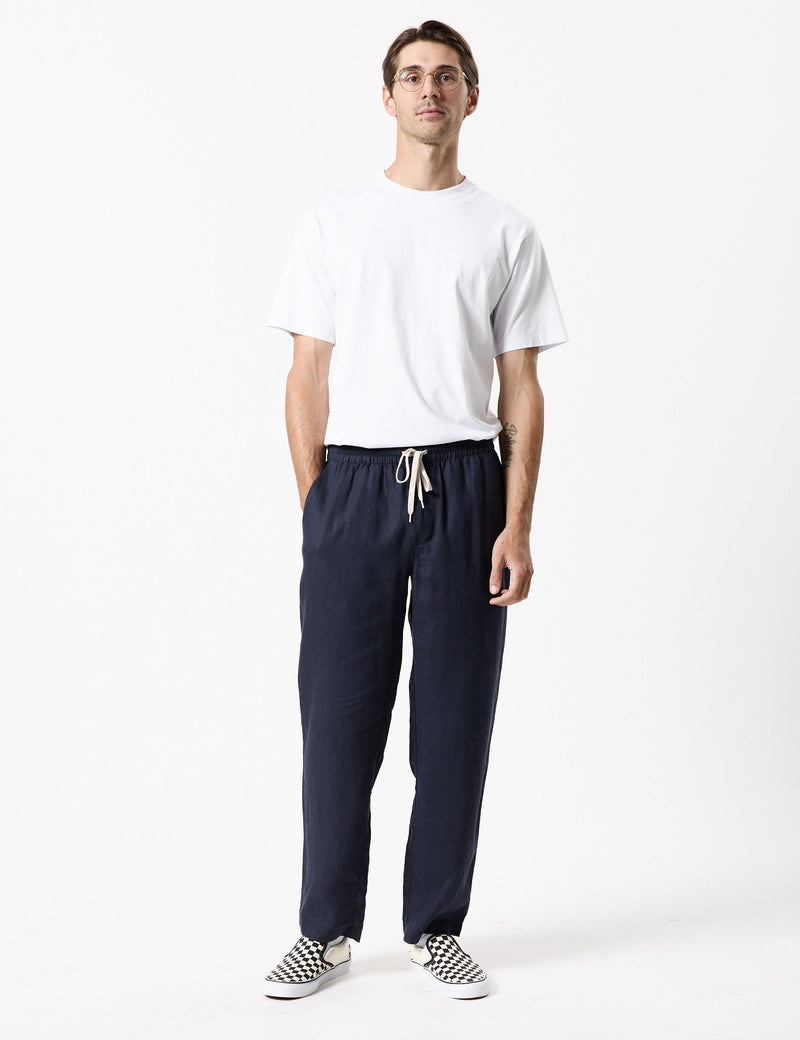 Burbank Linen Pant - Navy